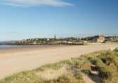 The West Sands are captured in the drone film.