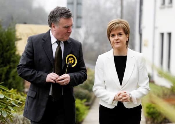Nicola Sturgeon with SNP candidate for East Dunbartonshire John Nicolson. Picture: Hemedia