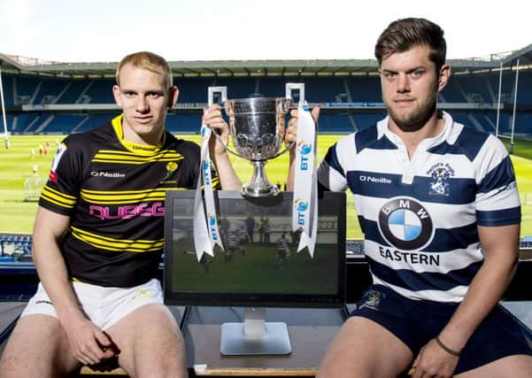 Captains Fraser Thomson of Melrose (L) and Jack Turley of Heriots will meet in tomorrows BT Premiership Grand Final. Picture: SNS Group