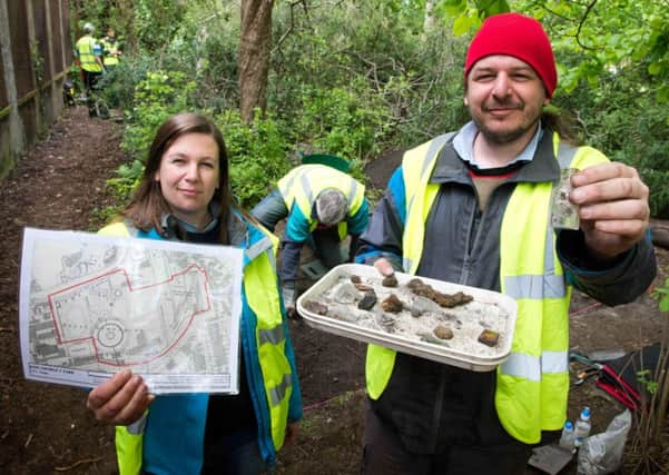 Project managers Cara Jones and Phil Richards on the dig at King George V Park in Stockbridge, Edinburgh. Picture: Hemedia