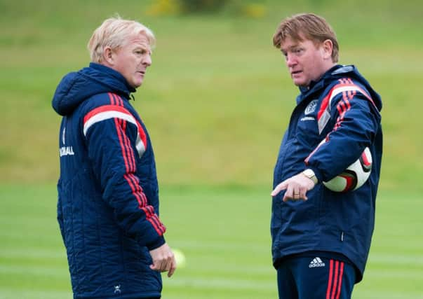 Gordon Strachan and Stuart McCall prepare for tonights match with Qatar Picture: SNS