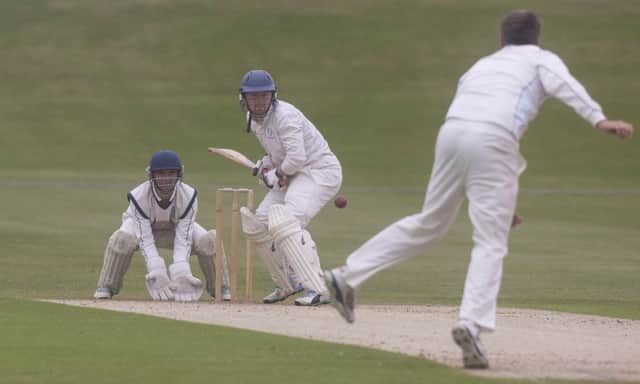 Michael Yellowlees during RH Corstorphines innings against Heriots. Picture: Toby Williams