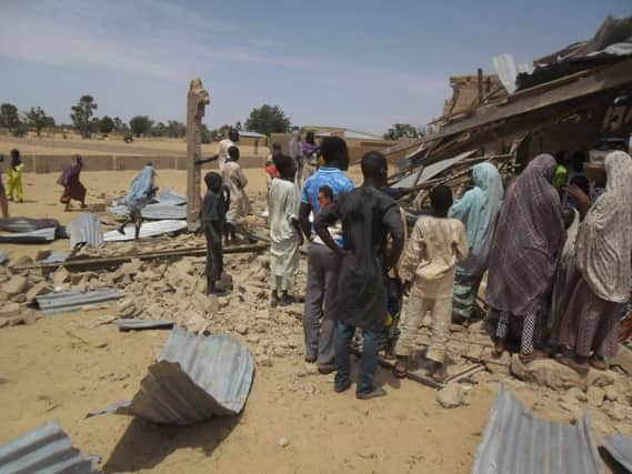 The aftermath of the church bombing yesterday in Potiskum which left at least five people dead. Picture: AP