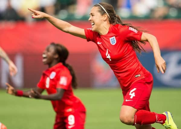 Fara Williams celebrates scoring Englands winner in the third-place match, but it wasnt enough to qualify for the Olympics. Picture: Getty