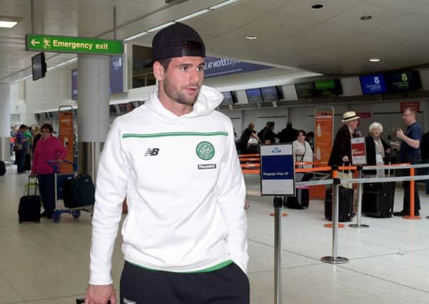 Celtic striker Nadir Ciftci arrives at Glasgow Airport. Picture: SNS