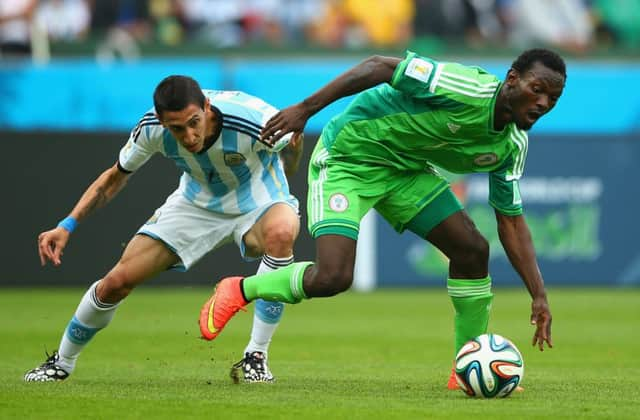 Juwon Oshaniwa in action for Nigeria against Argentina at the 2014 World Cup. Picture: Gettty