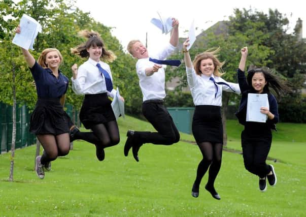 Sarah Ramsay, Rosie Wilson, Lewis Watson, Charlie MacKay and Ida Ho of Craigmount High School celebrate their marks. Picture: Lisa Ferguson