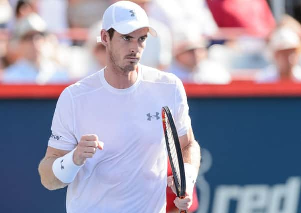 MONTREAL, ON - AUGUST 16:   Andy Murray celebrates after winning the first set against Novak Djokovic. Picture: Getty