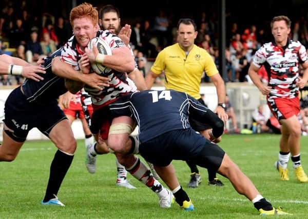 Man of the match Roddy Grant lead by example, scoring three tries. Picture: SNS Group/SRU Bill Murray