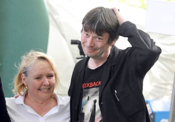 Ian Rankin with Grace Maxwell at the Edinburgh International Book Festival. Picture: Lisa Ferguson