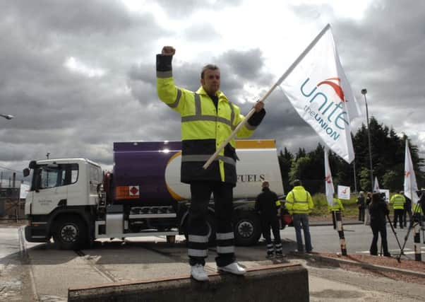 Pickets at the 2008 Grangemouth dispute. Under the proposed legislation, trade unions will have to give employers 14 days notice of industrial action. Picture: Ian Rutherford