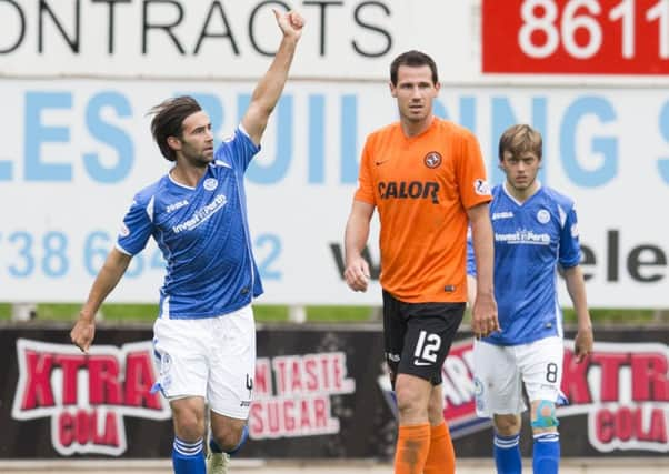 St Johnstone's Simon Lappin (left) celebrates his goal. Picture: SNS