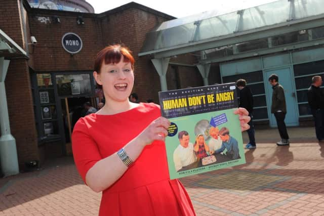 Polly Bound from Aberdeen with a copy of Malcolm Middleton's album Human Don't Be Angry bought from Monorail in Glasgow. Picture: Robert Perry