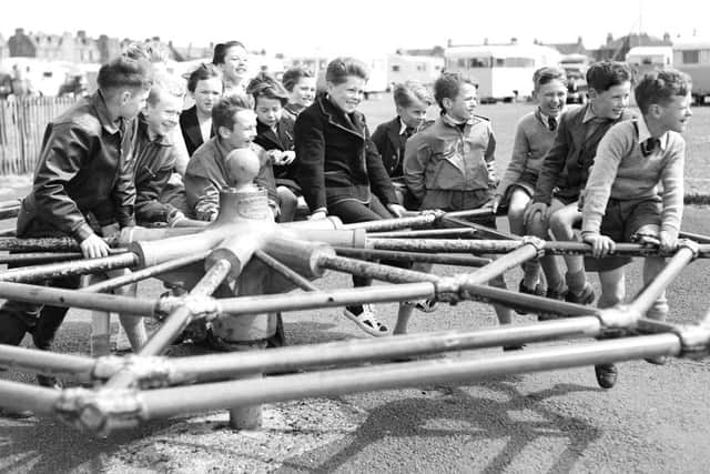 Children on roundabout