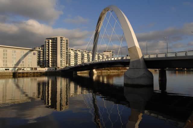 The Clyde Arc, known locally as the squinty bridge, opened in 2006 and was the last major crossing across the river to open. Picture: Robert Perry/TSPL
