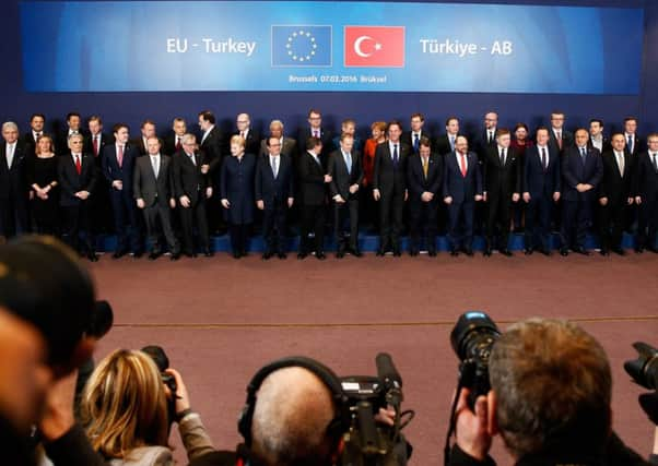 The leaders line up in Brussels. Picture: Getty Images