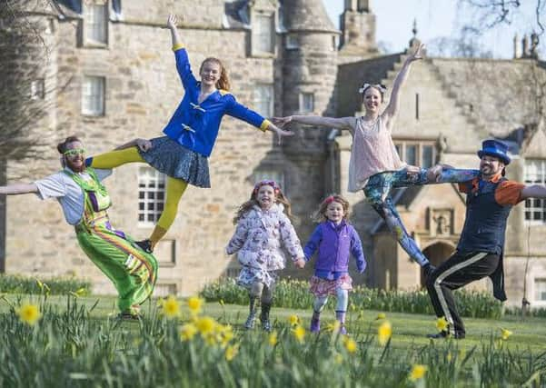 Lily Donald and Isla Sutherland from Edinburgh with local circus troupe, Circus Alba.