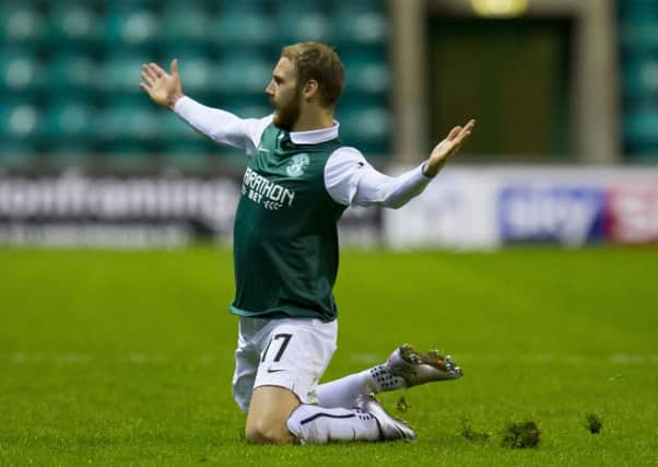 Hibernian's Martin Boyle celebrates his stunning goal against Livingston. Picture: Kenny Smith/SNS