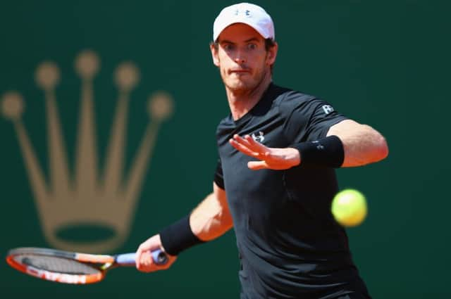 Andy Murray plays a forehand during his semi-final match against Rafael Nadal. Picture: Getty Images