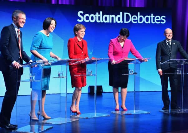 Lib Dem Willie Rennie, Scottish Labour's Kezia Dugdale, SNP leader Nicola Sturgeon, Ruth Davidson of the Scottish Conservatives, and Patrick Harvie of the Scottish Greens. Picture: Jeff J Mitchell/Getty Images