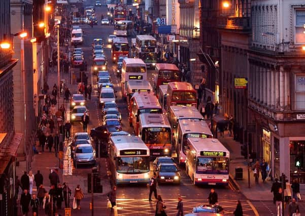 Congested areas such as Renfield Street in Glasgow can contribute to poorer air quality. Picture: Robert Perry