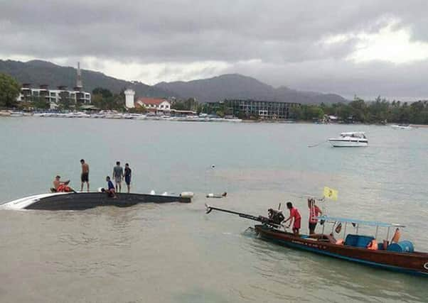 The scene near Koh Samui in Thailand after a British woman died after a speedboat reportedly hit a rock and capsized. Picture: PA