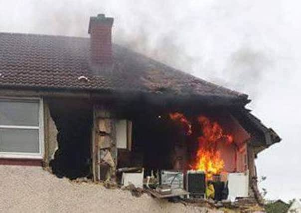 Damage to a flat caused by an "explosion" on Burn Street Lane in Bonhill, West Dunbartonshire. Picture: PA