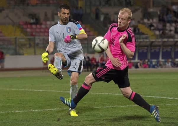 Scotland'sÂ Steven Naismith and Italy's Gianluigi Buffon during the teams' friendly in Malta. Picture: Craig Williamson/SNS