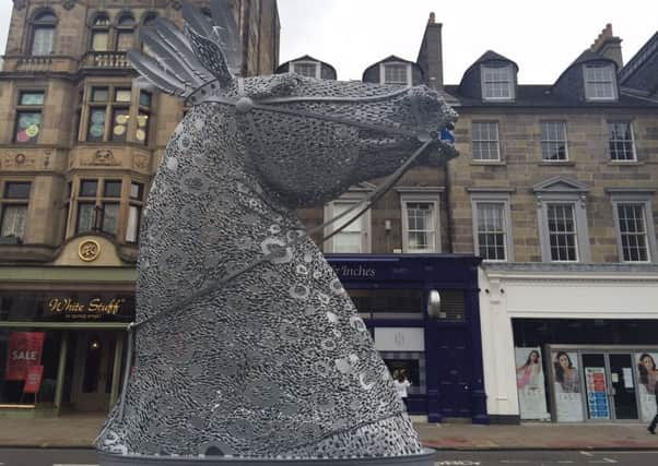 Andy Scott's latest equine sculpture in Edinburgh's New Town. Picture: TSPL