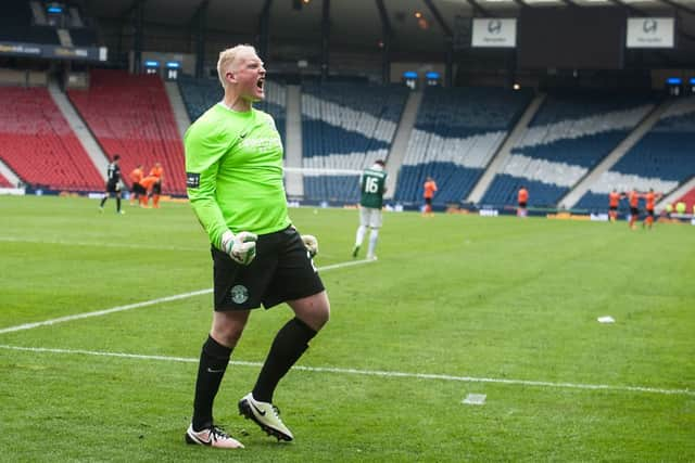 Logan became a Hibs hero for his heroics in the Scottish Cup semi-final victory over Dundee United. Picture: John Devlin