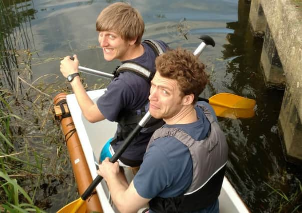 Jack Burrows and Mark Brockway during a practice run. Picture: justgiving.com/thebathtubchallenge