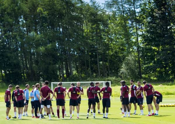 The Hearts players train ahead of their Europa League qualifier against Birkirkara. Picture: SNS