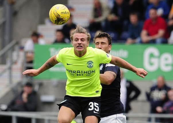 Hibs striker Jason Cummings scored twice against Falkirk in Hibs' league opener. Picture Michael Gillen