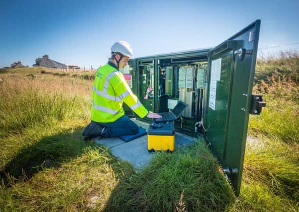 BT Openreach engineer Stuart MacDonald in North Tolsta. Picture: Iain MacDonald. PA Wire