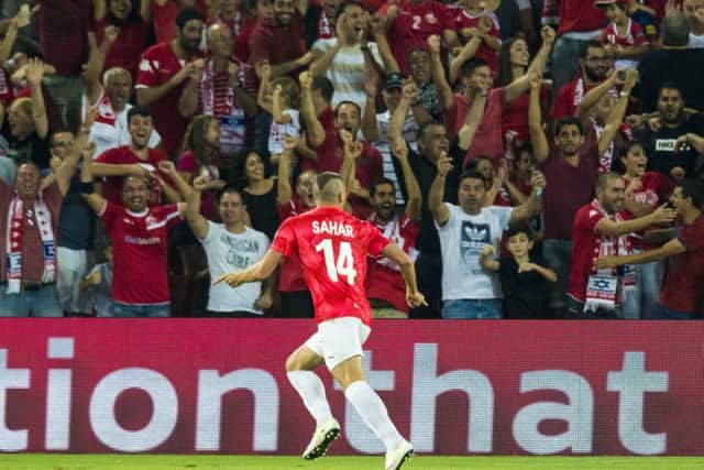 Ben Sahar celebrates after opening the scoring. Picture: SNS