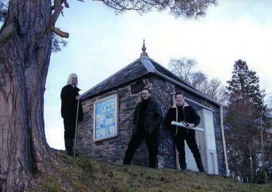 Pictured at Earthquake House are (left to right)  Libby Urquhart,  Paul Henni of British Geological Survey and Chris Palmer. PIC Contributed.