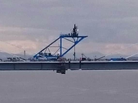 The Queensferry Crossing's final deck section between its centre and south towers were lifted into place on Saturday, with a small gap to be filled later this year. Picture: Transport Scotland