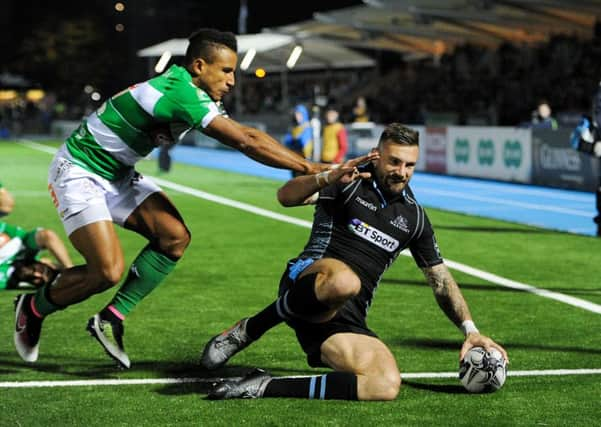 Glasgow Warriors' Rory Hughes makes it 31-7 against Benetton Treviso at Scotstoun with another try. Picture: Paul Devlin/SNS/SRU