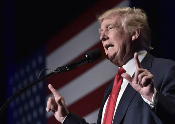 Donald Trump speaks during a rally in Reno, Nevada when the alert was raised. Picture: AFP/Getty Images