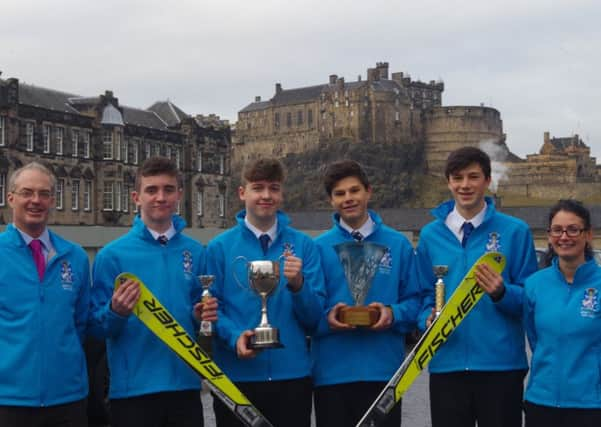 Heriots team, left to right, teacher Iain Oliphant, Andrew McCall, Ross Paterson, Scott & Stuart Waitt, teacher Alison Hughes.