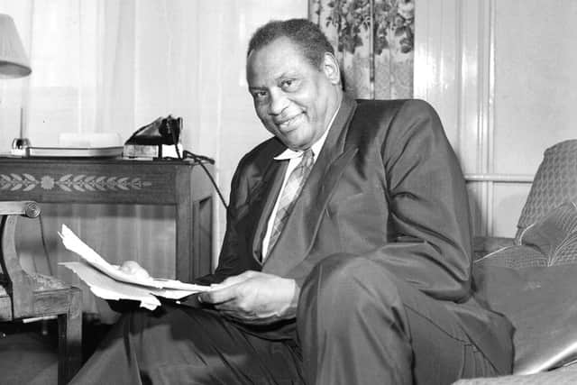 Paul Robeson was prevented from travelling abroad by the US Government, but eventually returned to Scotland in 1958, where he met the press at the Caledonian Hotel. Picture: TSPL