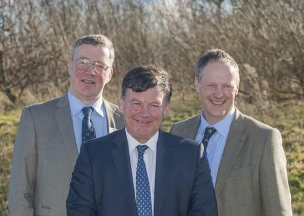 From left: Andrew McCornick, Allan Bowie and Rob Livesey are in the running for the top post at NFU Scotland. Picture: Contributed