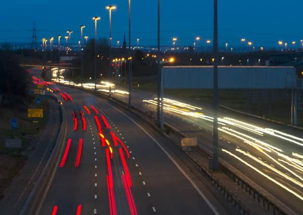 Commuters faced tailbacks on the M8 after the accident in Glasgow. Picture: John Devlin