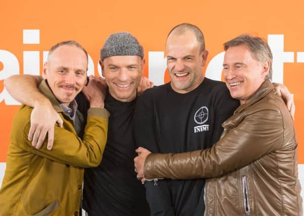 (Left to right) T2 Trainspotting cast members Ewen Bremner, Ewan McGregor, Jonny Lee Miller and Robert Carlyle Dominic Lipinski/PA Wire