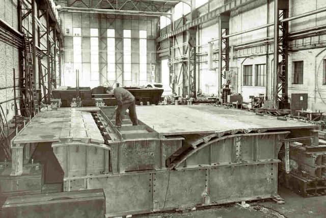 Assembling the expansion joints during construction of the Forth Road Bridge in the early 1960s. Picture: Forth Road Bridge