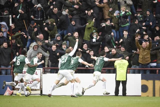 Paul Hanlon equalises late into injury-time at Tynecastle. Picture: Greg Macvean