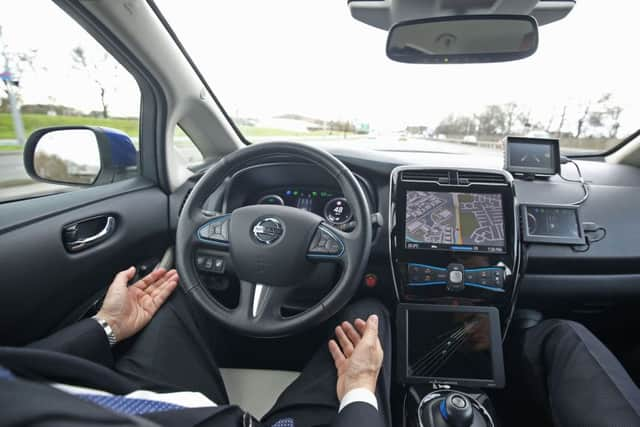 Tetsuya Lijima from Nissan giving a demonstration around the roads of east London.  Photo: Philip Toscano/PA Wire