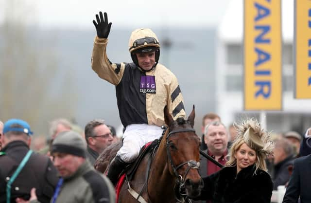 Jockey Ruby Walsh on Nichols Canyon celebrates winning the Sun Bets Stayers' Hurdle at Cheltenham. Picture: David Davies/PA Wire