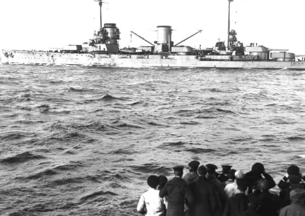 The German fleet surrenders at Scapa Flow. Seven months later the Germans scuttled their ships to prevent Allied Forces using the vessels.  Picture: Topical Press Agency/Getty Images.