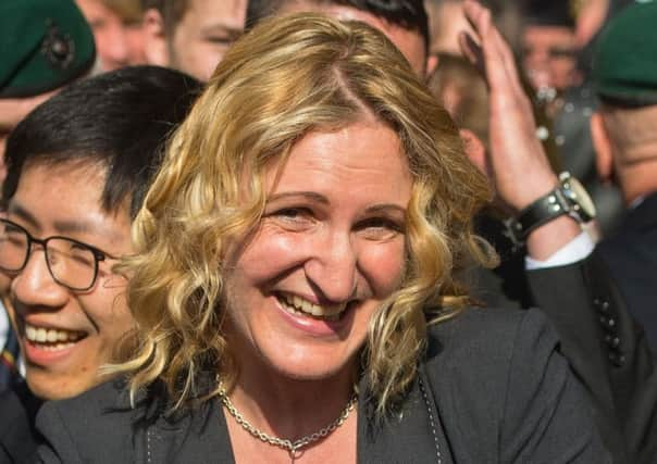 Claire Blackman, the wife of Alexander Blackman, outside the Royal Courts of Justice in London as the Court Martial Appeal Court sentenced him to seven years for the manslaughter of an injured Taliban fighter in Afghanistan. Picture: Dominic Lipinski/PA Wire